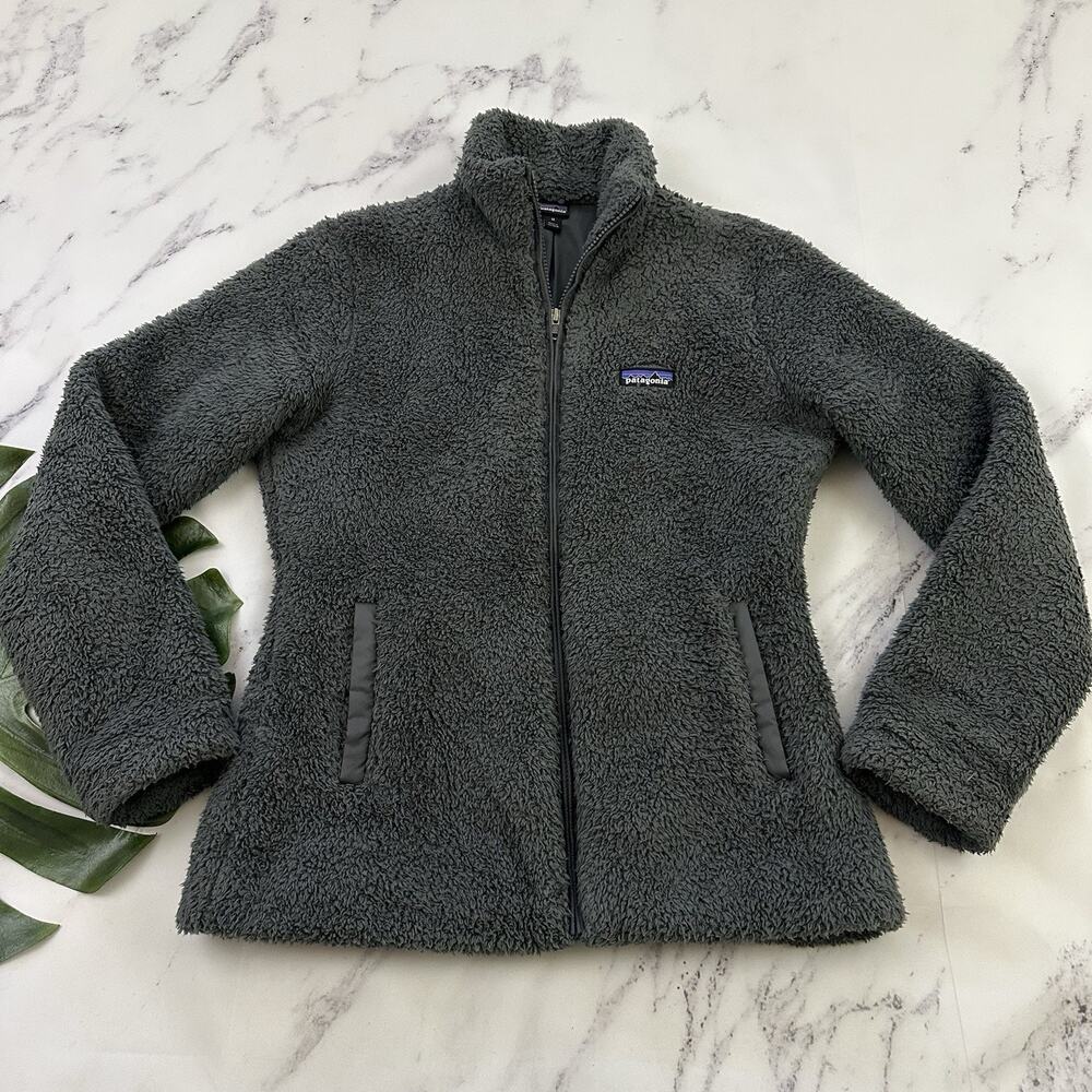 Patagonia Womens Los Gatos Sherpa Fleece Jacket Size M Forge Gray Zip Up